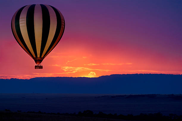 Hot air balloon safari flight in the magnificent setting of the Great Rift Valley in Kenya